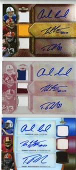 Lot of (5) Andrew Luck, Robert Griffin III, & Trent Richardson Tri-Signed Certified Autographed Rookie Cards Including 3 Game Used Jerseys & Two 1/1s